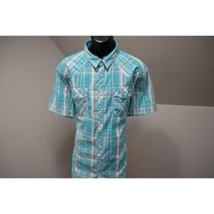 BKE Buckle Western Pearl Snaps Up Shirt Standard Plaid Short Sleeve Mens Sz 2XL